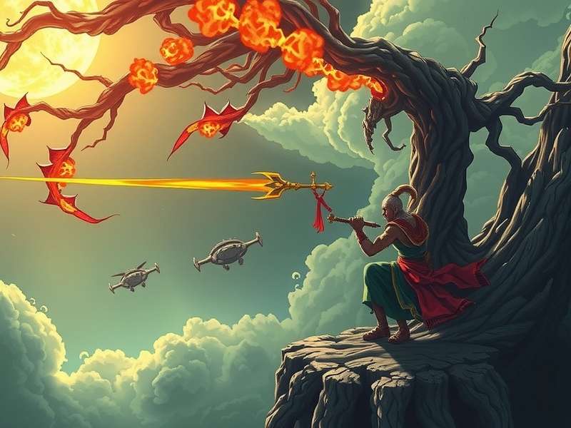 Concept art depicting the abstract, energy-based form of the Asura during the Sura Afore period