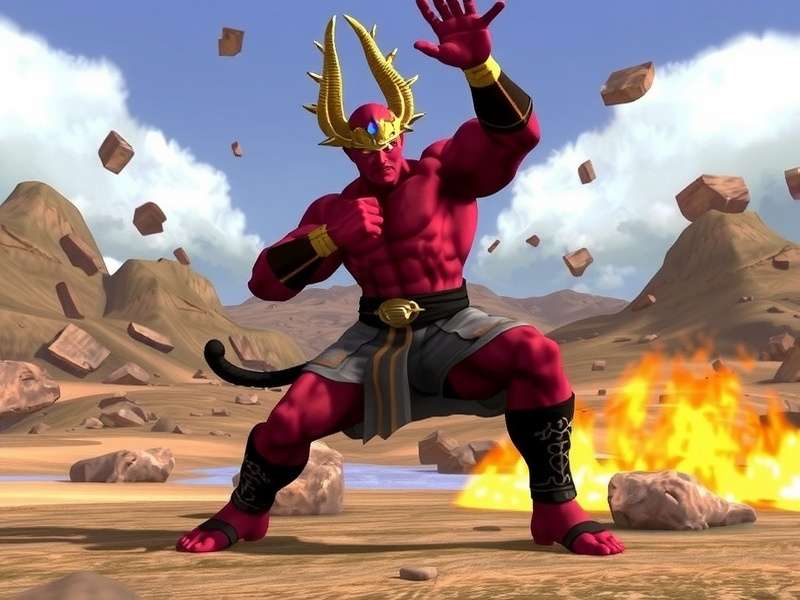 Asura confronting the deity Wyzen in a climactic battle