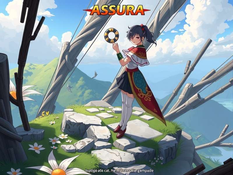 Concept art of the Asura character from Assura Ch, showcasing multiple arms and fiery aura