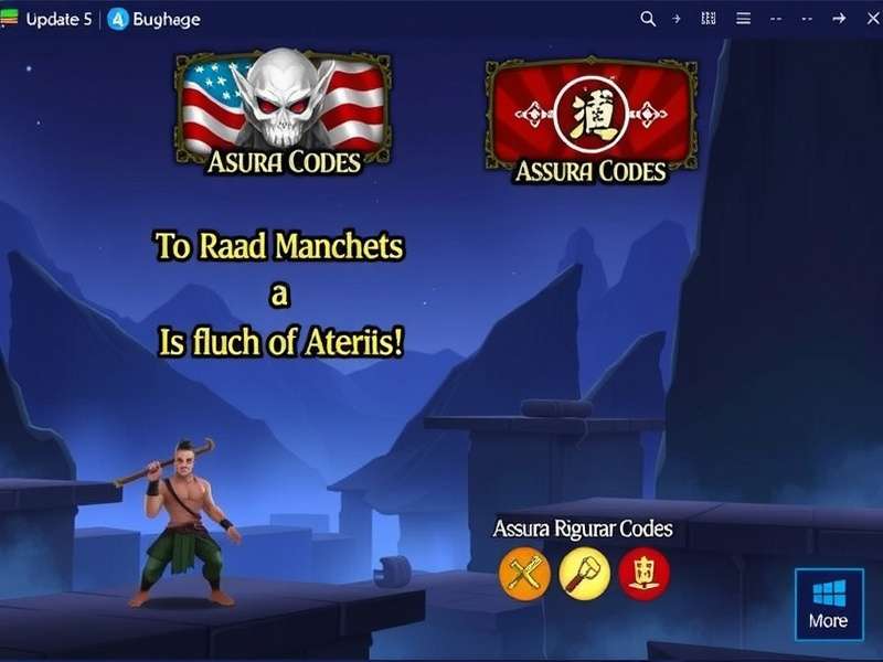 Asura Game – Update 5 Codes Banner featuring epic dark fantasy artwork