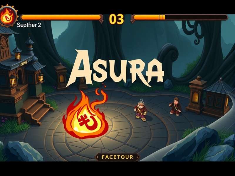 Asura game character wielding fiery weapons in a dark fantasy battlefield